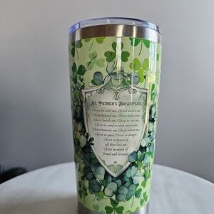 St. Patrick's Breastplate Clover Stainless Steel Travel Tumbler - Green NWOT